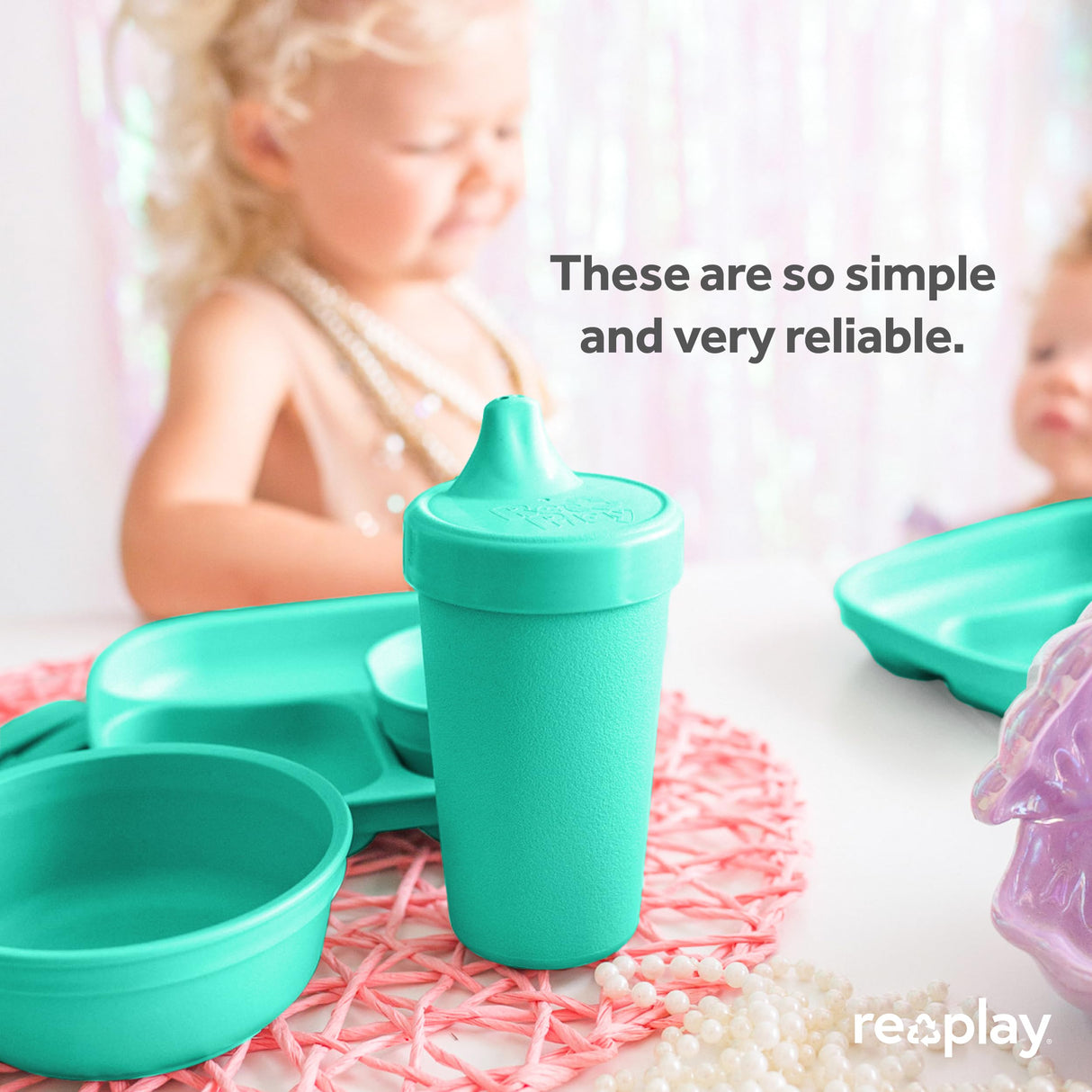 Re-Play Made in USA 10 Oz. Sippy Cups for Toddlers, Pack of 4 - Reusable Spill Proof Cups for Kids, Dishwasher/Microwave Safe - Hard Spout Sippy Cups for Toddlers 3.13" x 6.25", Desert Roses