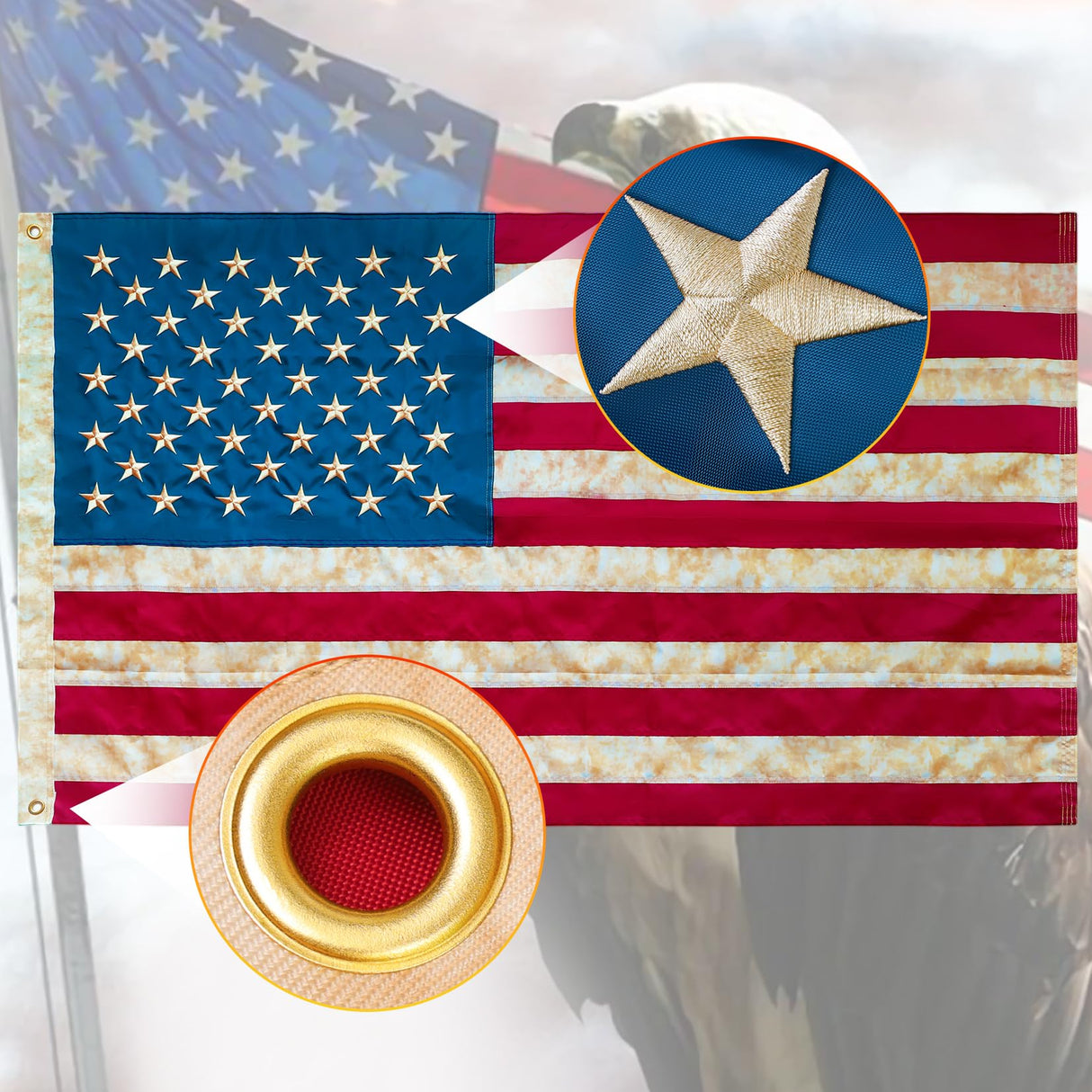 100% Made in USA American Flags 3x5 Ft Outside,American Flag Outdoor Heavy Duty,Us Flag 3x5 Longest Lasting Usa Flag, Built For Outdoor Use,(100% In Usa)