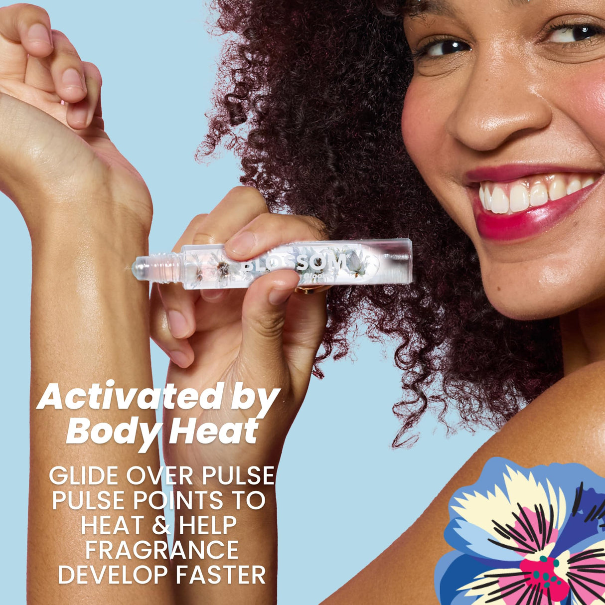 Blossom Roll on Perfume Oil for Women, Alcohol Free Rollerball Perfume with Essential Oil, Infused with Real Flowers, Made in USA, 0.20 oz (Lemon, Bergamot, Violet, White Musk), Cactus Flower