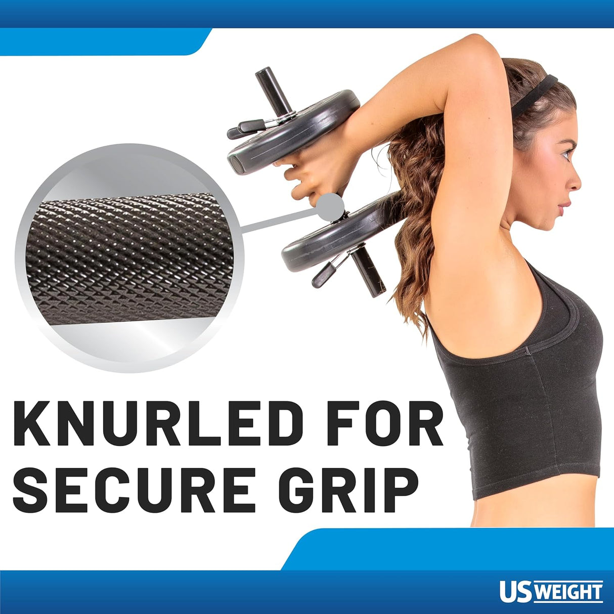 US Weight Adjustable 42LB Dumbbell Set with Spring Clips, 14" Knurled Bars – Made in USA, Essential Home Gym Equipment for Strength Training