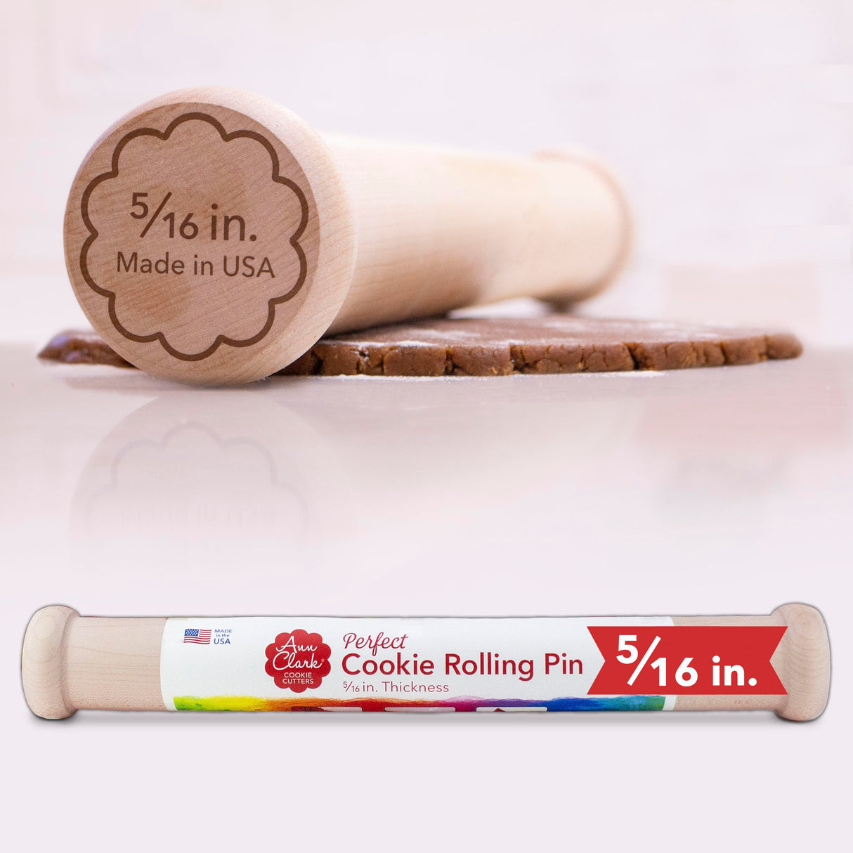 Perfect Cookie Rolling Pin 1/4-in. Fixed Depth Hardwood Made in the USA by Ann Clark
