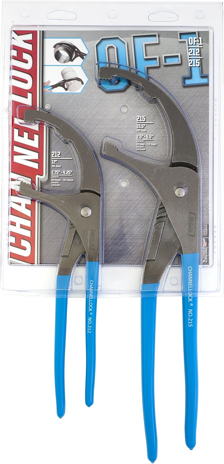 Channellock OF-1 2-Piece Oil Filer/PVC Plier Gift Set: 12-Inch and 15-Inch, Matte/Unpolished
