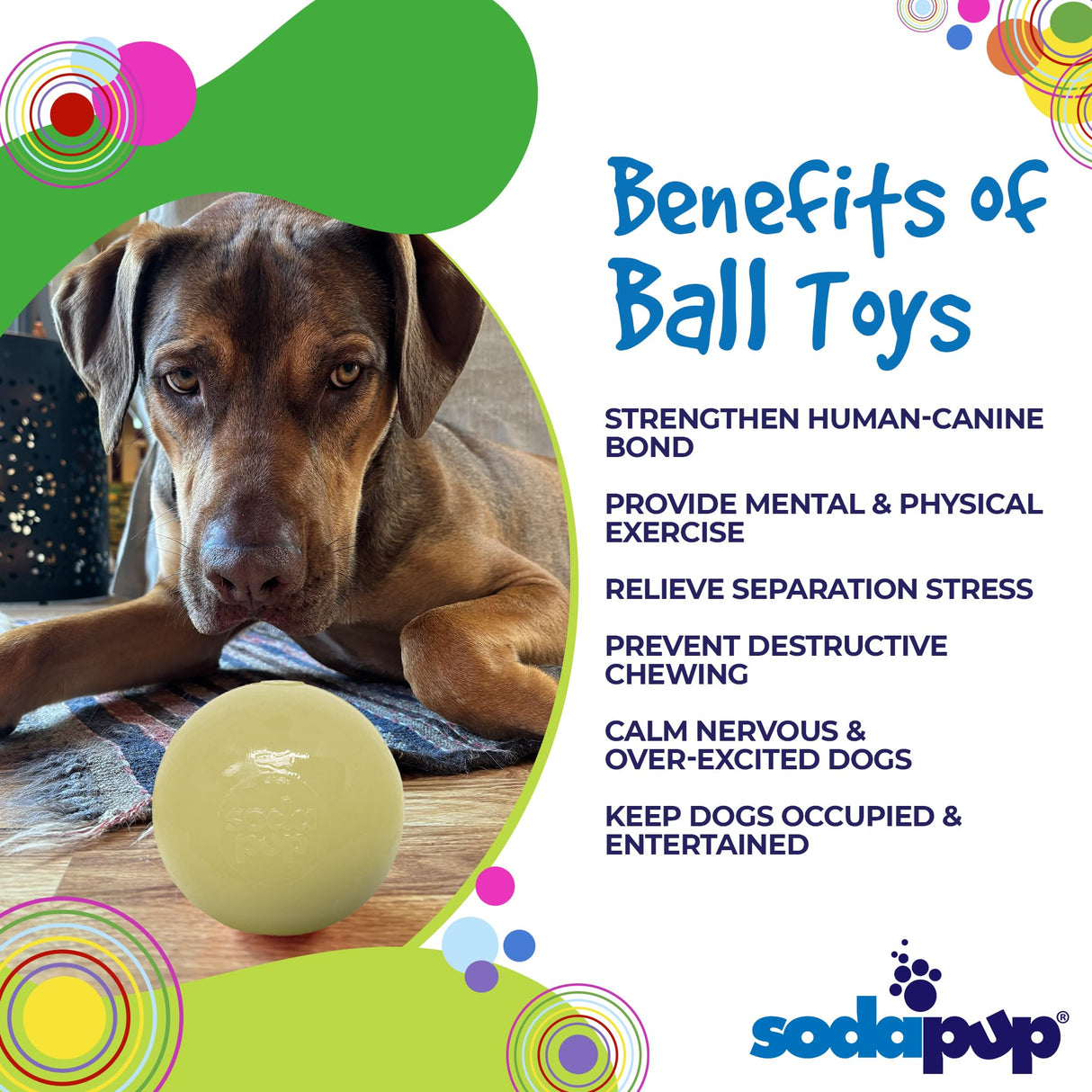 SodaPup USA-K9 Stars & Stripes – Durable Dog Ball Toy & Chew Toy Made in USA from Non-Toxic, Pet-Safe, Food Safe Natural Rubber for Bonding, Mental & Physical Exercise, Problem Chewing, Calming & More