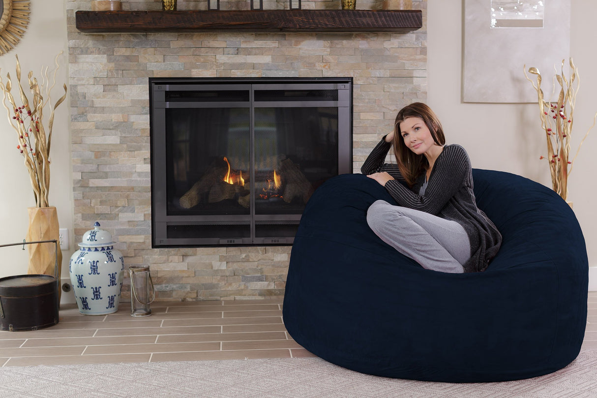 Chill Sack Bean Bag Chair: Giant 5' Memory Foam Furniture Bean Bag - Big Sofa with Soft Micro Fiber Cover - Black
