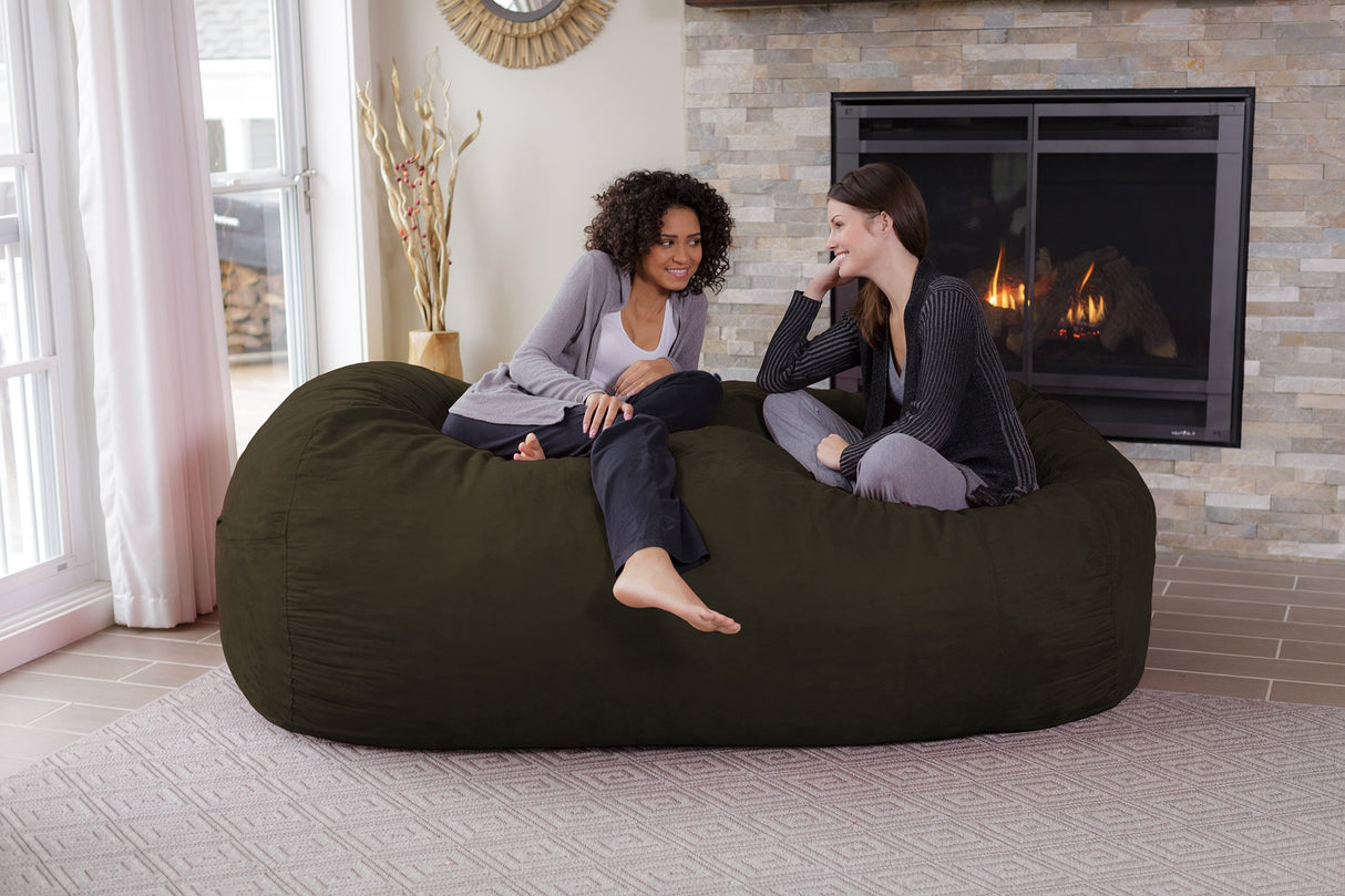 Chill Sack Memory Foam Bean Bag Lounger, 7.5-Feet, Red Furry
