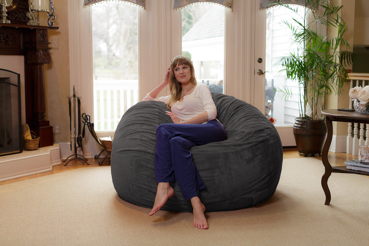 Chill Sack Bean Bag Chair: Giant 6' Memory Foam Furniture Bean Bag - Big Sofa with Soft Micro Fiber Cover, Charcoal