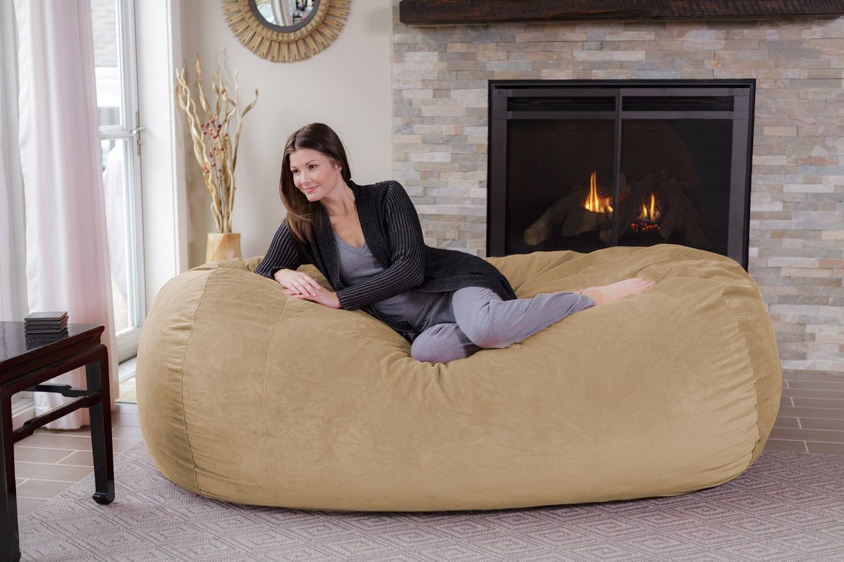 Chill Sack Memory Foam Bean Bag Lounger, 7.5-Feet, Red Furry