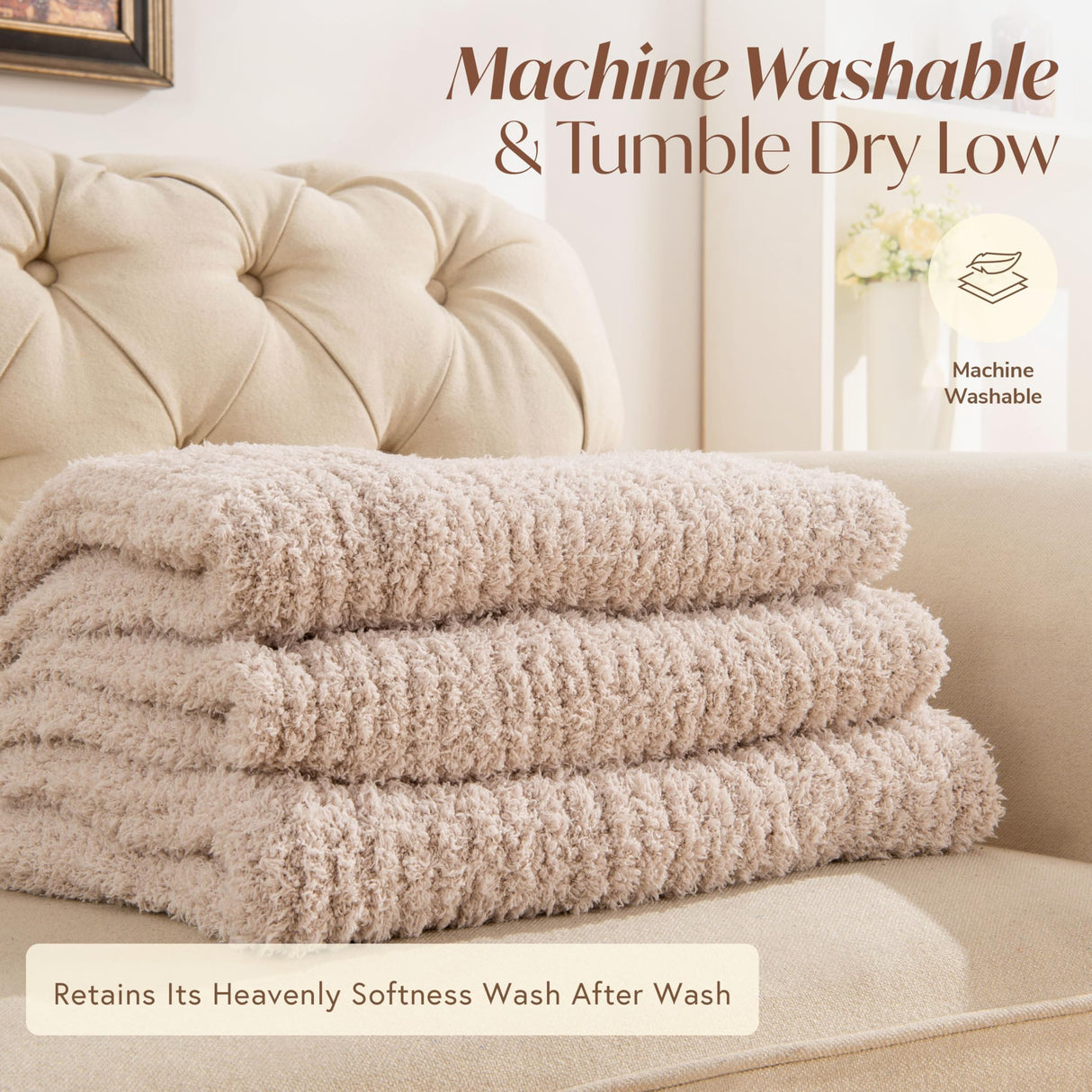 Unboxme Sweet Dreams Cloud Wrap - Ultra Soft & Cozy Stone-Colored Throw Blanket, 54" x 72" Warm Couch Blanket