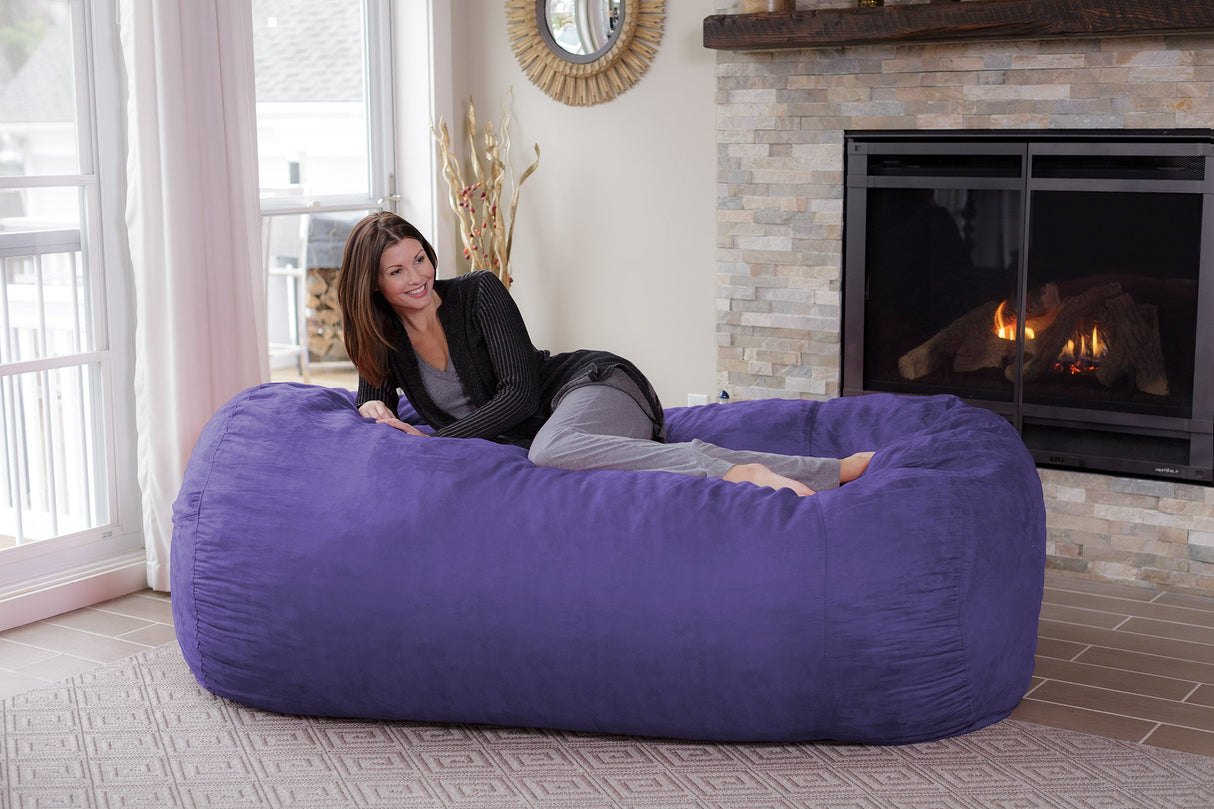 Chill Sack Memory Foam Bean Bag Lounger, 7.5-Feet, Red Furry