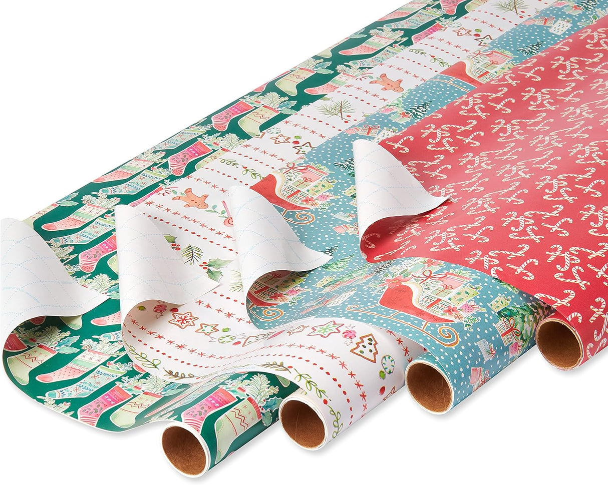 American Greetings 120 sq. ft. Christmas Wrapping Paper Set, Kathy Davis Designs (4 Rolls 30 in. x 12 ft., 7 Bows, 30 Gift Tags)