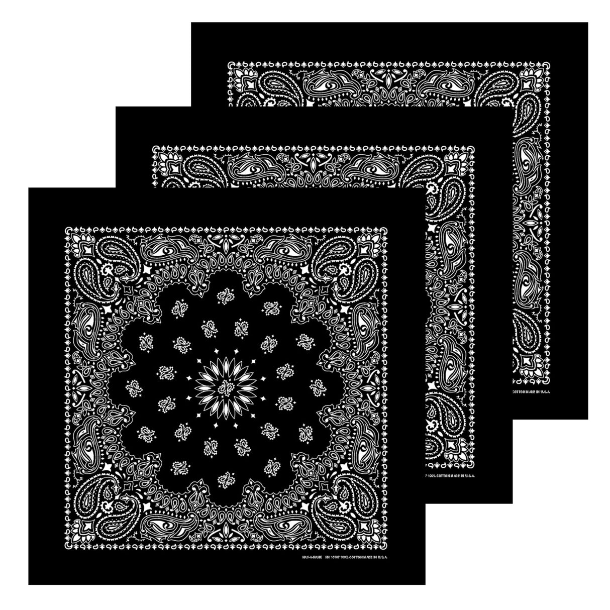 B53 100% Cotton Paisley Bandanas Made in the USA - Stylish Headband, Handkerchief, Scarf - 21 inch x 21 inch