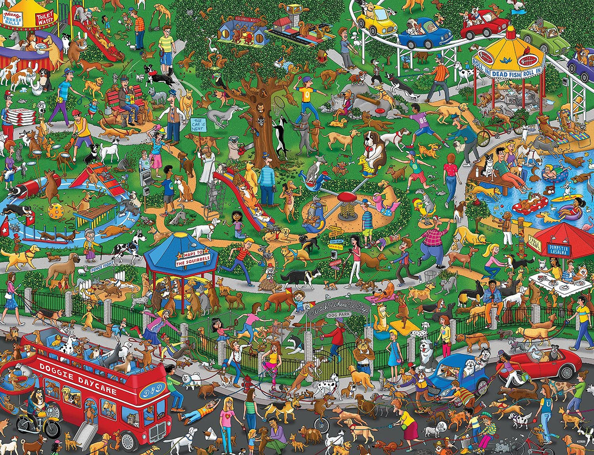Springbok The Dog Park 1000 Piece Jigsaw Puzzle for Adults Features a Fun and Colorful Dog Park Full of Dogs and Their Antics