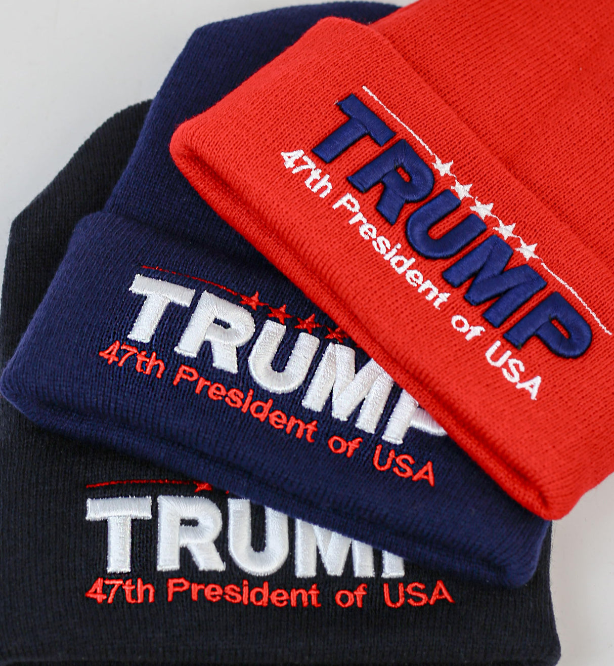Made in USA Exclusive 2024 47th President 3D Trump Skull Knit Beanie Cap President Beanie Hat