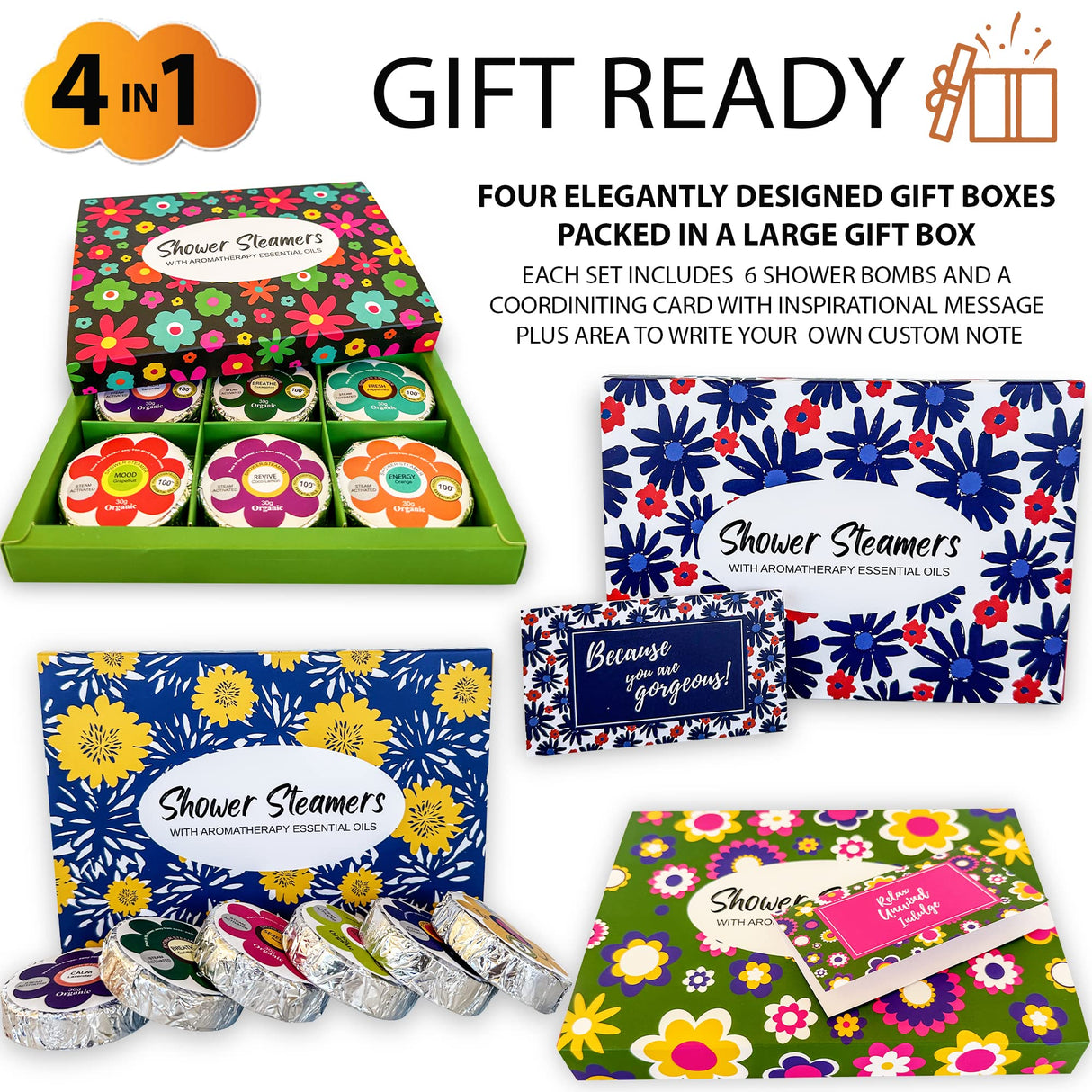 Bath Bombs for Women Relaxing Gift Set - 24 Natural and Organic Bath Bombs with Essential Oils & Moisturizing Shea Butter, Self Care Christmas Gift for Women, Wife, Sister, Her, Kids, Stocking Stuffer