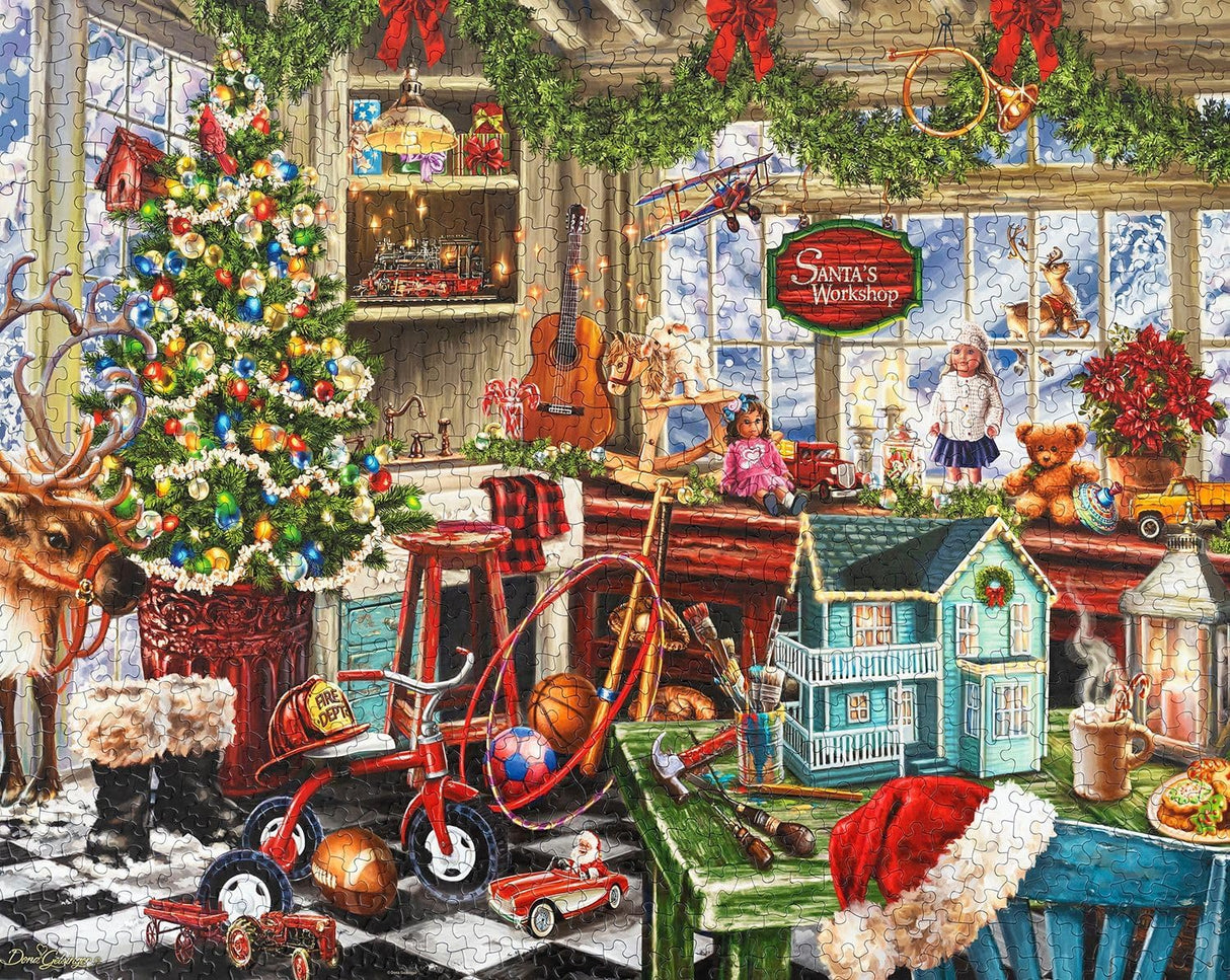 Springbok's Santa's Workshop 1000 Piece Jigsaw Puzzle by Artist Dona Gelsinger Features The Famous Christmas Workshop of Santa's Elves