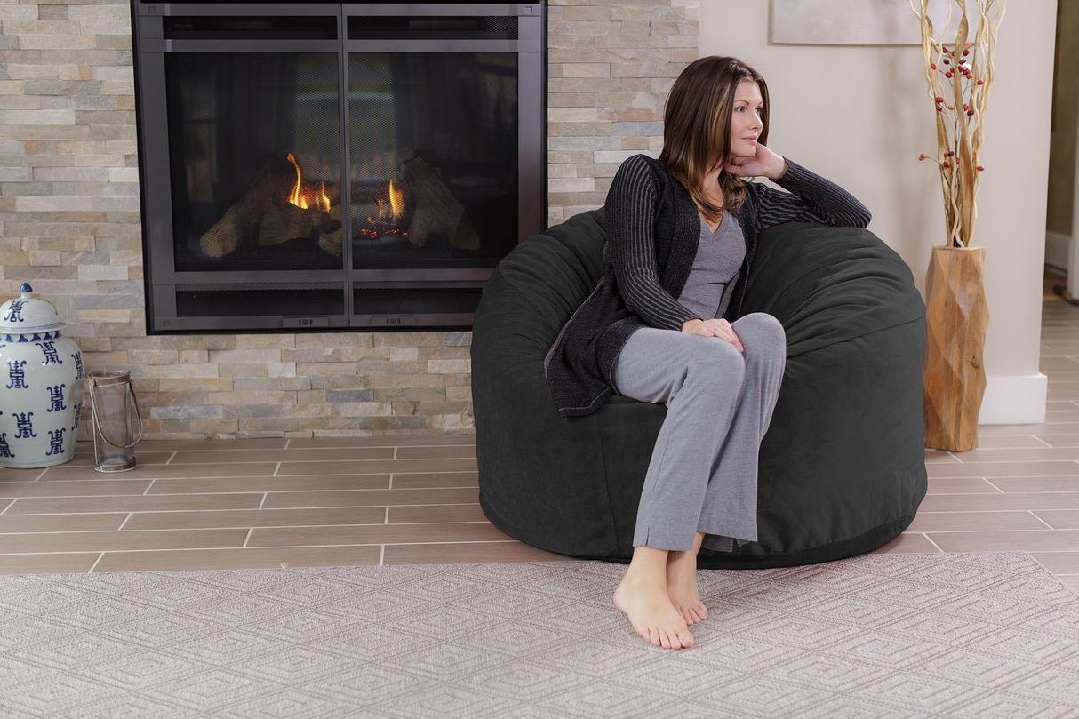 Chill Sack Bean Bag Chair: Giant 4' Memory Foam Furniture Bean Bag - Big Sofa with Soft Micro Fiber Cover - Black