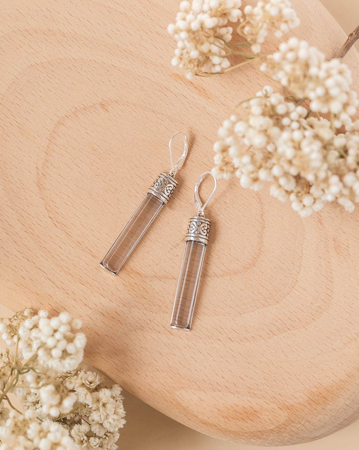 Recycled Antique Bottle and Dishware and Sterling Silver Bottoms Up Lever Back Earrings (Vintage Mason Jar)