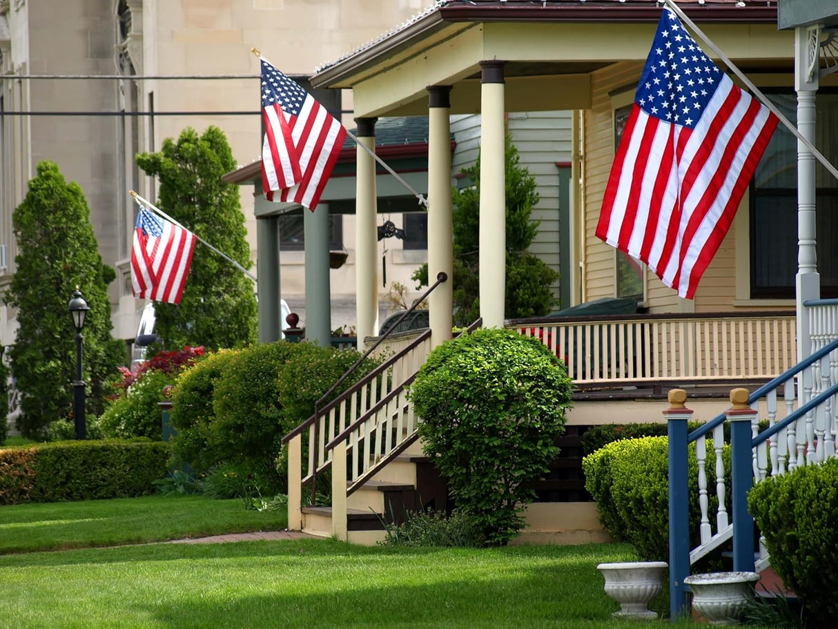 American Flag and Pole Set - 3x5 US Flag and 5' Spinning Flag Pole, Durable for Outdoors - Made in USA
