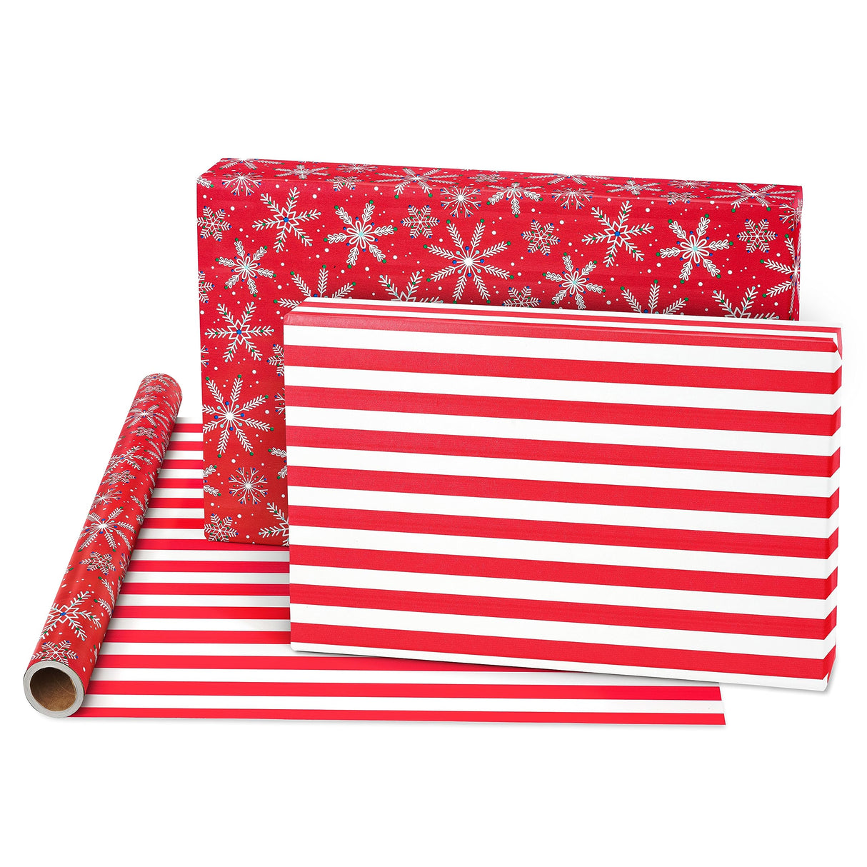 American Greetings 120 sq. ft. Pink Christmas Wrapping Paper Set, Red and Pink (4 Rolls 30 in. x 12 ft., 7 Bows, 30 Gift Tags)
