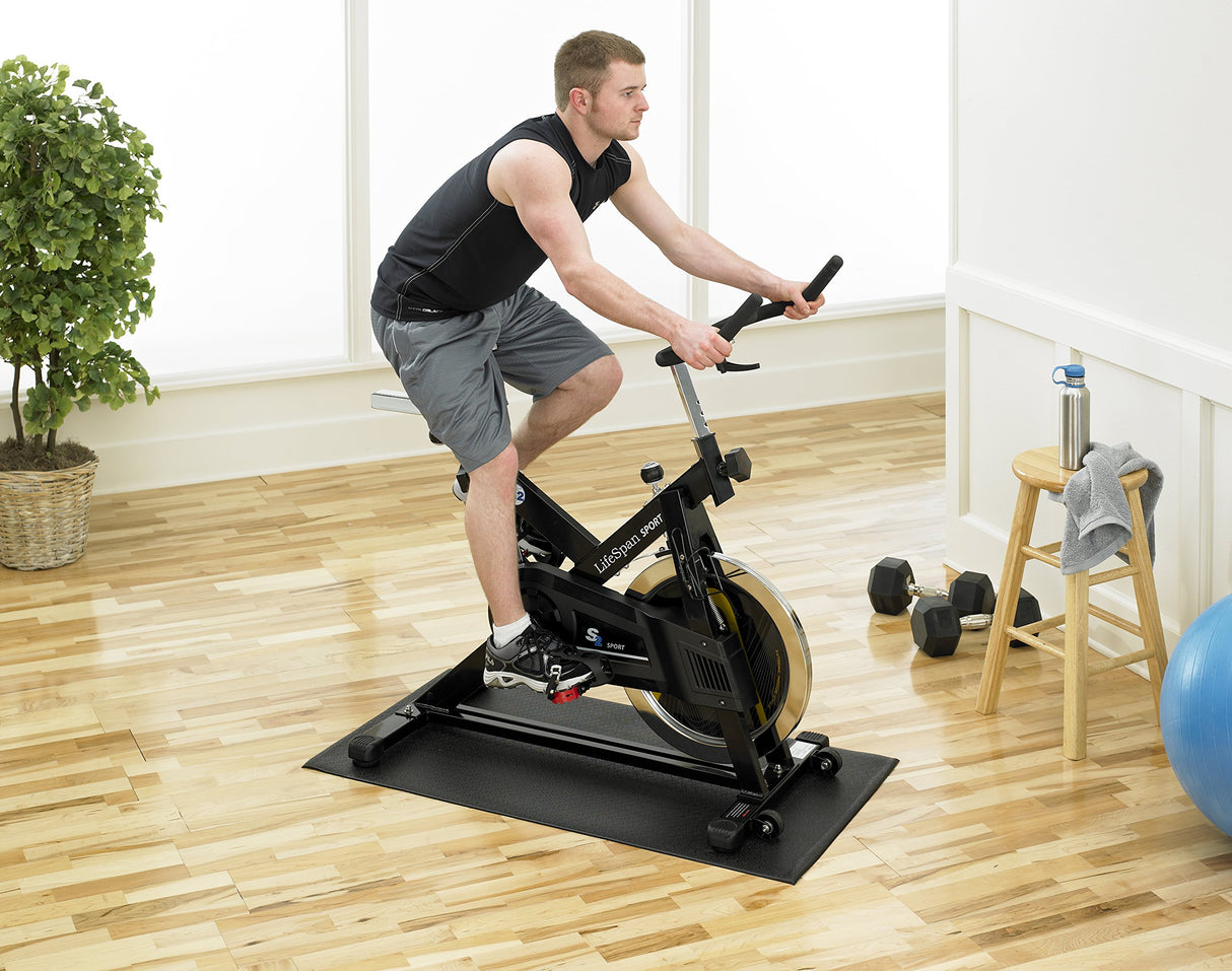 Supermats Heavy Duty Equipment Mat 20GS Made in U.S.A. for Indoor Cycles Exercise Upright Bikes and Steppers (2 Feet x 3 Feet 10 In) (24-Inch x 46-Inch) (60.96 cm x 116.84 cm) , Black