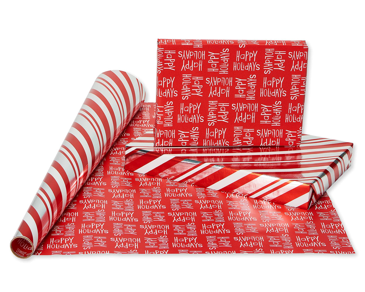 American Greetings 120 sq. ft. Pink Christmas Wrapping Paper Set, Red and Pink (4 Rolls 30 in. x 12 ft., 7 Bows, 30 Gift Tags)