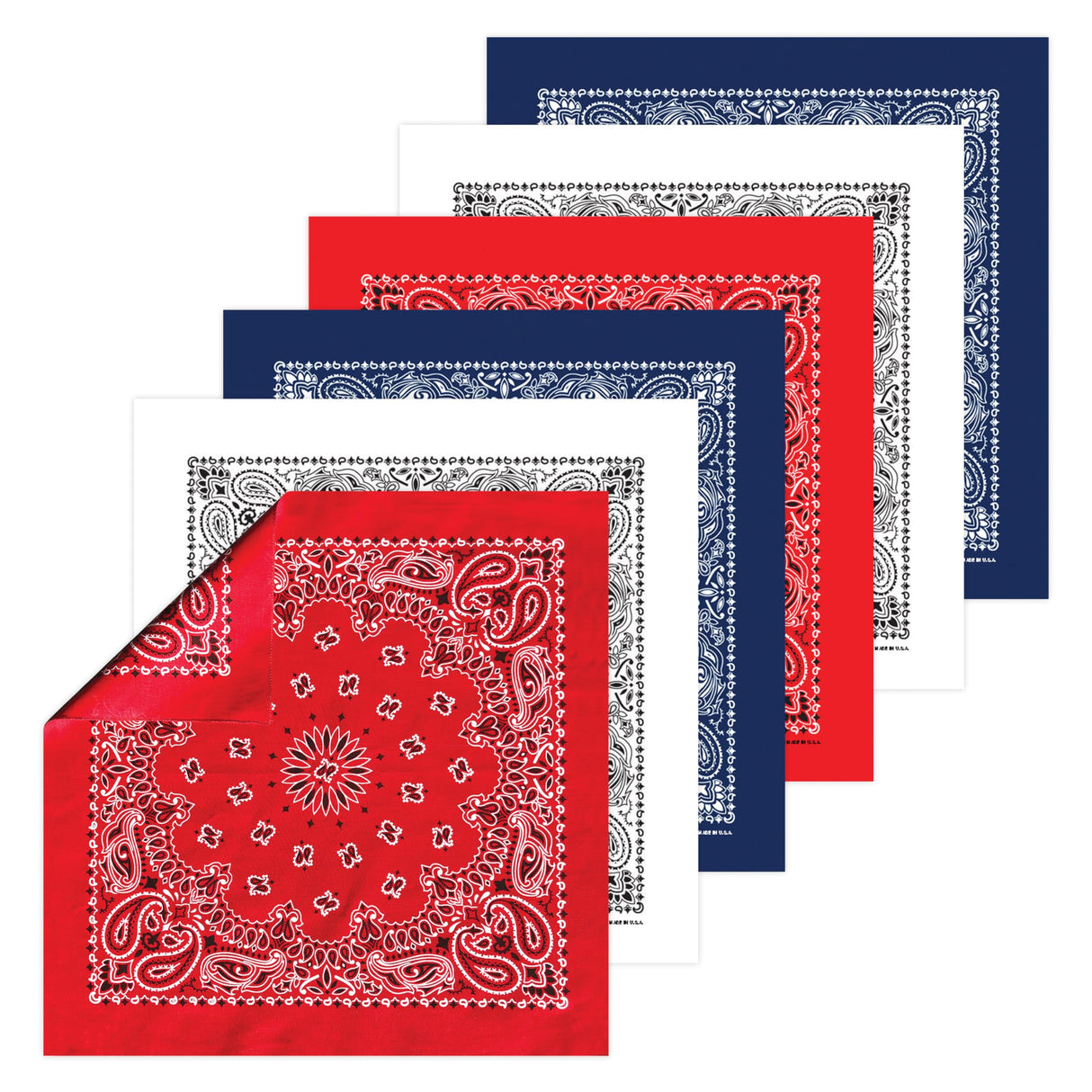 B53 100% Cotton Paisley Bandanas Made in the USA - Stylish Headband, Handkerchief, Scarf - 21 inch x 21 inch