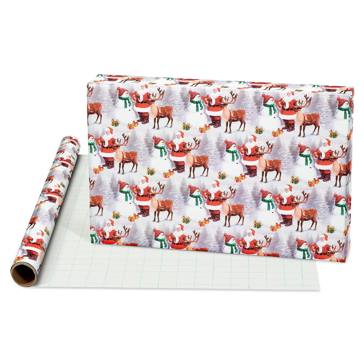 American Greetings 120 sq. ft. Christmas Wrapping Paper Set, Tan, Plaid, Snowman and Christmas Text (4 Rolls 30 in. x 12 ft., 7 Bows, 30 Gift Tags)