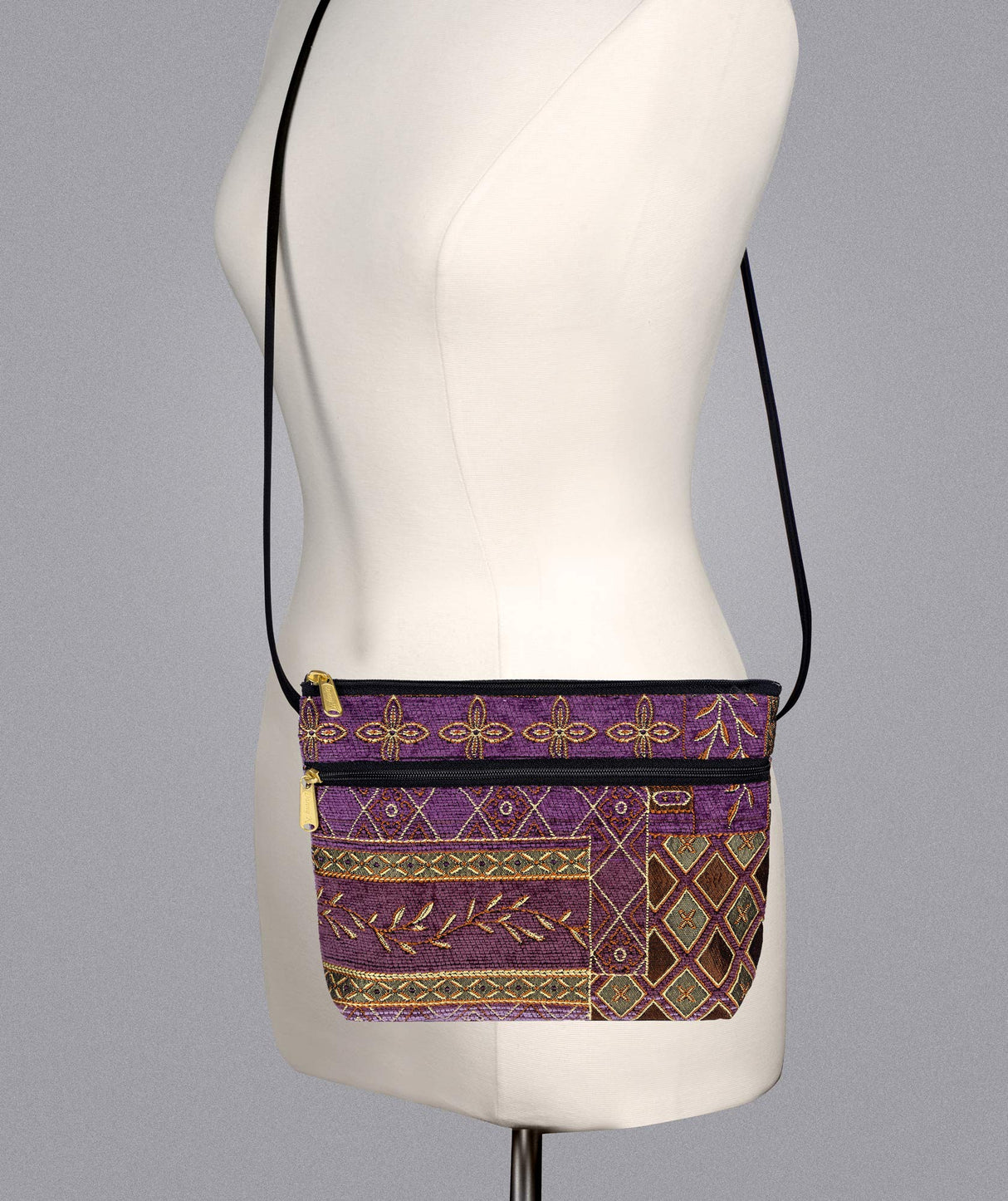 Danny K. Women's Tapestry Zipper Purse Crossbody Handbag, Adjustable Cord, Handmade in USA