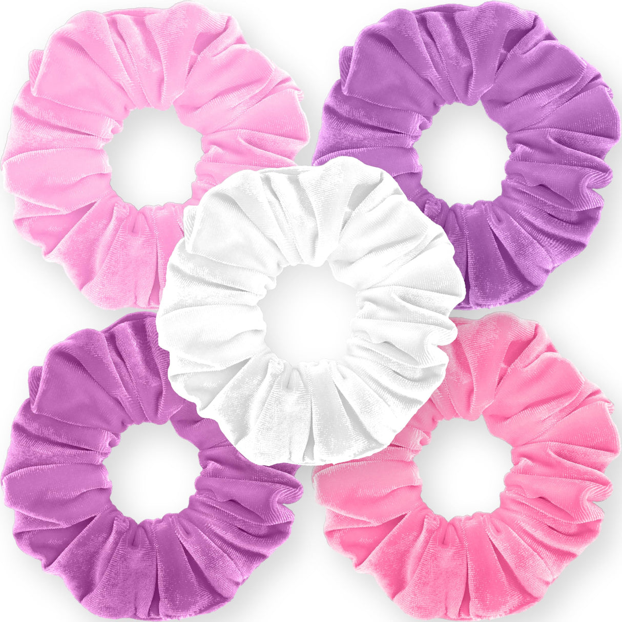 Velvet Scrunchies 5-Pack Gift Set Mini Size Premium Plush Soft Ponytail Holder Made in the USA Pine Teal Blue Aqua Jade Teal Green