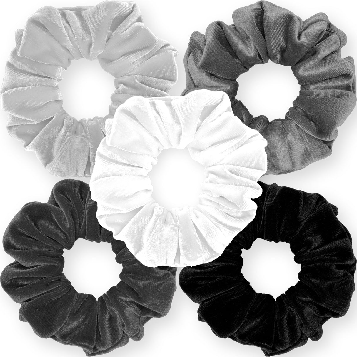 Velvet Scrunchies 5-Pack Gift Set Mini Size Premium Plush Soft Ponytail Holder Made in the USA Pine Teal Blue Aqua Jade Teal Green