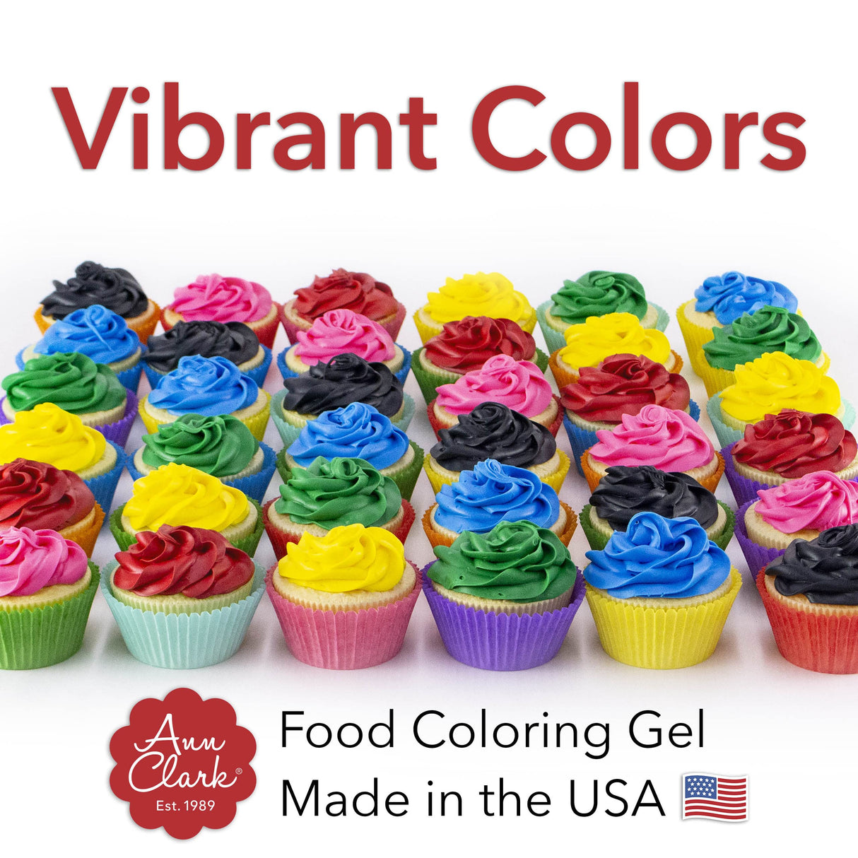 Ann Clark Professional-Grade Gel Food Coloring Made in USA .7 oz, 12 Colors