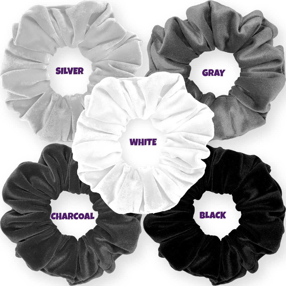 Velvet Scrunchies 5-Pack Gift Set Mini Size Premium Plush Soft Ponytail Holder Made in the USA Pine Teal Blue Aqua Jade Teal Green
