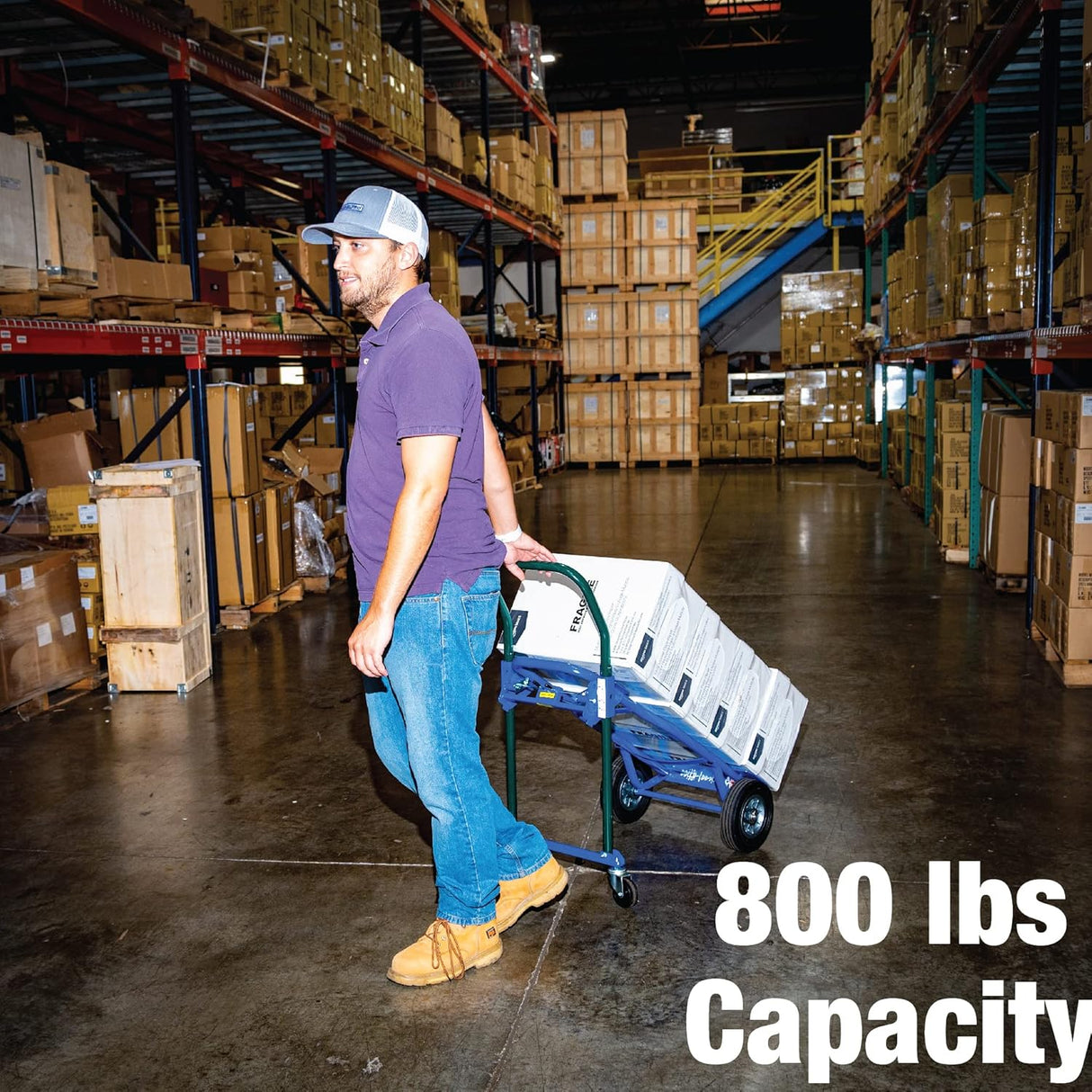 800 lbs Quick Latch Hand Truck, Metal Frame