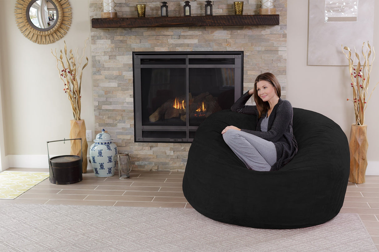 Chill Sack Bean Bag Chair: Giant 5' Memory Foam Furniture Bean Bag - Big Sofa with Soft Micro Fiber Cover - Black