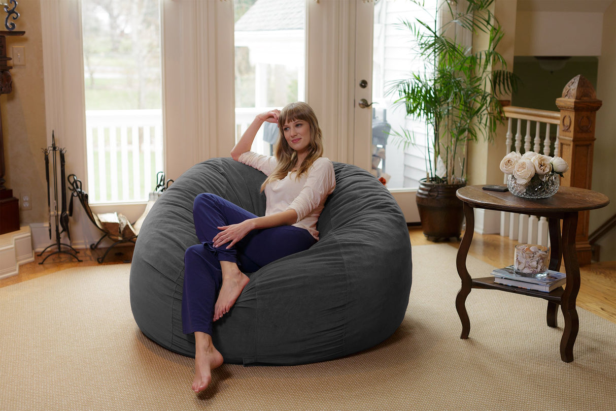 Chill Sack Bean Bag Chair: Giant 6' Memory Foam Furniture Bean Bag - Big Sofa with Soft Micro Fiber Cover, Charcoal
