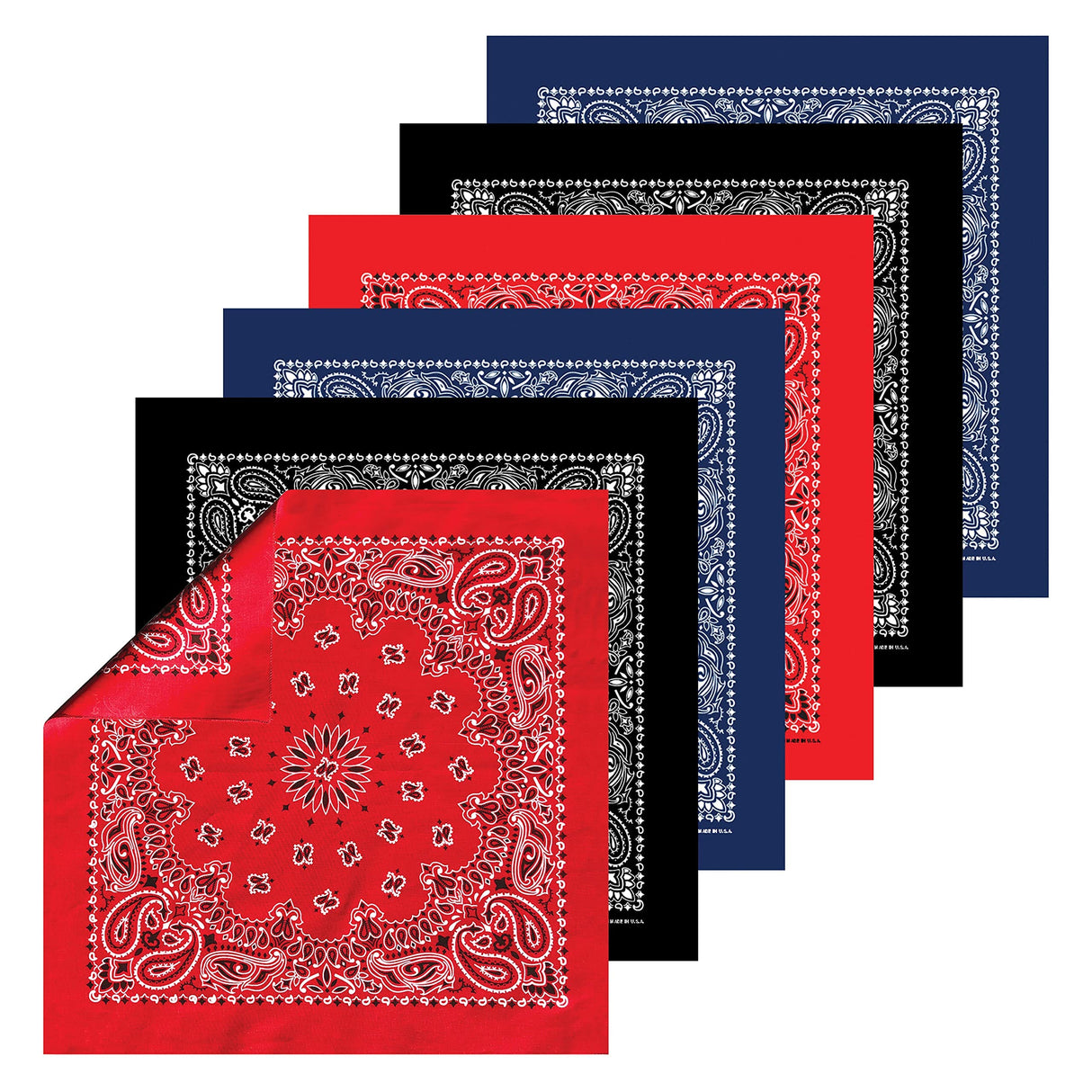 B53 100% Cotton Paisley Bandanas Made in the USA - Stylish Headband, Handkerchief, Scarf - 21 inch x 21 inch