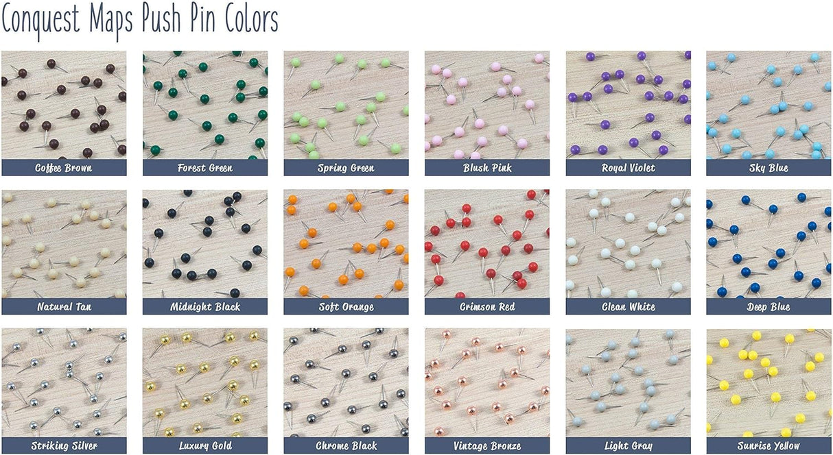 Push Pin USA Travel Map- Golden Aged - Made in Ohio, USA!