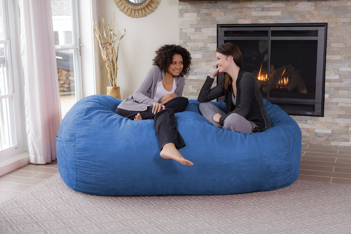 Chill Sack Memory Foam Bean Bag Lounger, 7.5-Feet, Red Furry