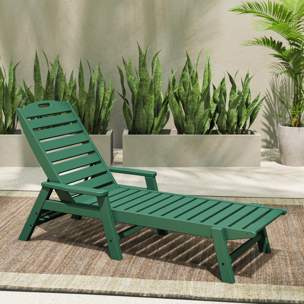 POLYWOOD NCC2280GY Nautical Arms Chaise, Slate Grey