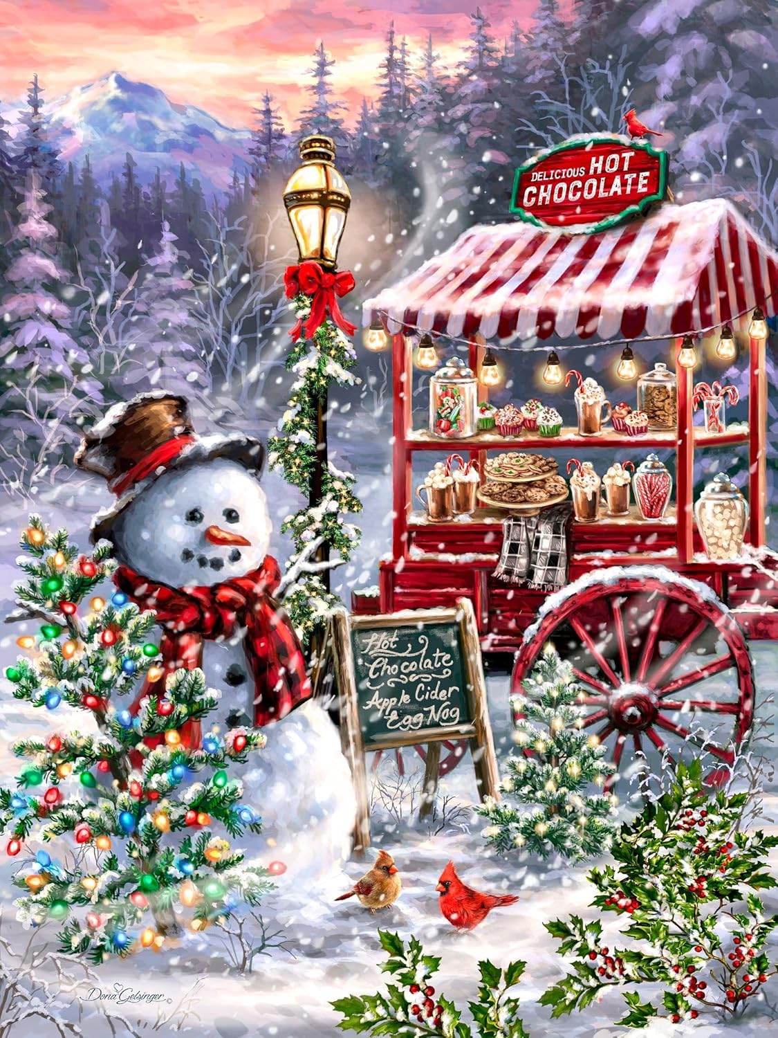 Springbok - Hot Chocolate Stand - 1000 Piece Jigsaw Puzzle- Join Our Snowman for Hot Chocolate and Treats This Holiday Season
