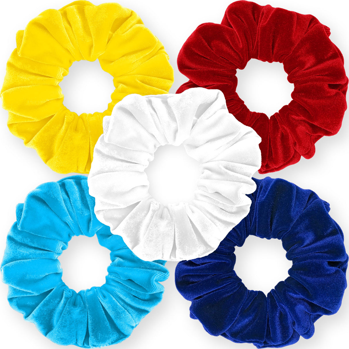 Velvet Scrunchies 5-Pack Gift Set Mini Size Premium Plush Soft Ponytail Holder Made in the USA Pine Teal Blue Aqua Jade Teal Green