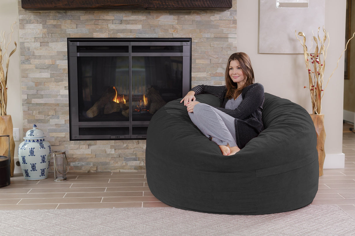 Chill Sack Bean Bag Chair: Giant 5' Memory Foam Furniture Bean Bag - Big Sofa with Soft Micro Fiber Cover - Black