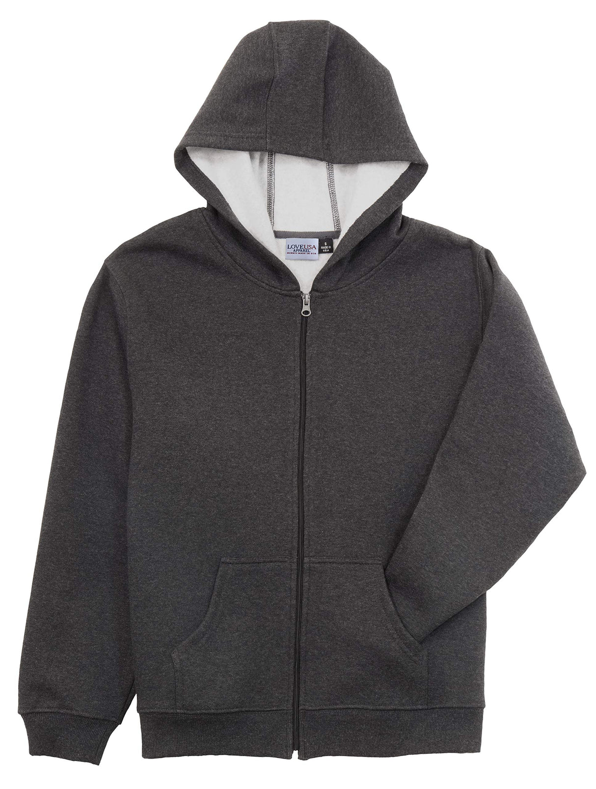 Men's Heavy Duty Full Zip Hoodie Sweatshirt Jacket with Heavy Weight Micro Fleece Made in USA