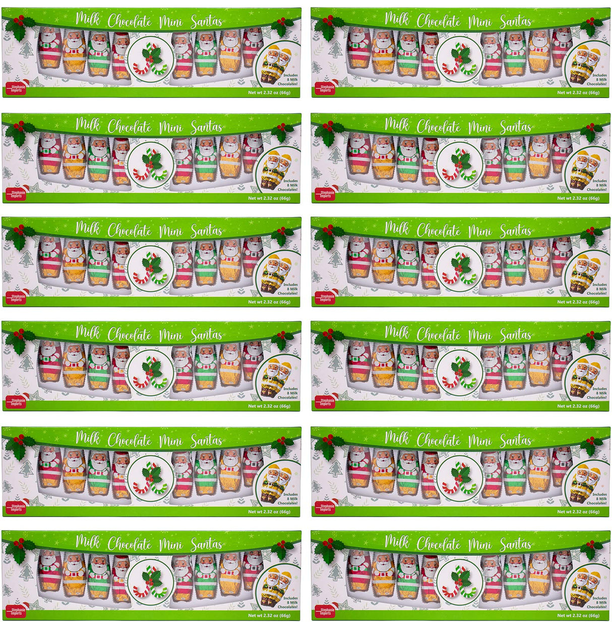 Made in USA Christmas Mini 2" Milk Chocolate Santas Individually Wrapped in Foil 1 lb (6 Pack - Gift Ready)