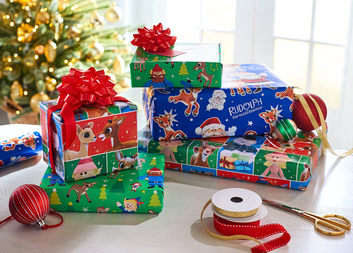 American Greetings 105 sq. ft. Christmas Wrapping Paper Bundle, Rudolph Designs (3 Rolls 30 in. x 14 ft.)