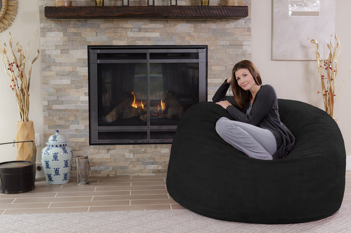 Chill Sack Bean Bag Chair: Giant 5' Memory Foam Furniture Bean Bag - Big Sofa with Soft Micro Fiber Cover - Black