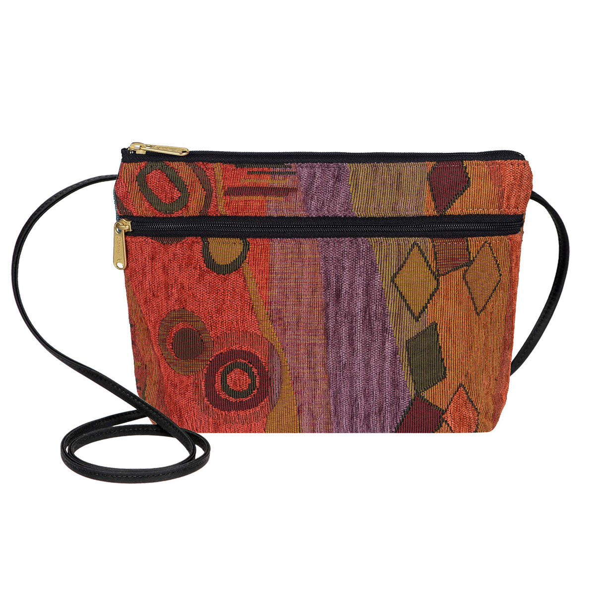 Danny K. Women's Tapestry Zipper Purse Crossbody Handbag, Adjustable Cord, Handmade in USA