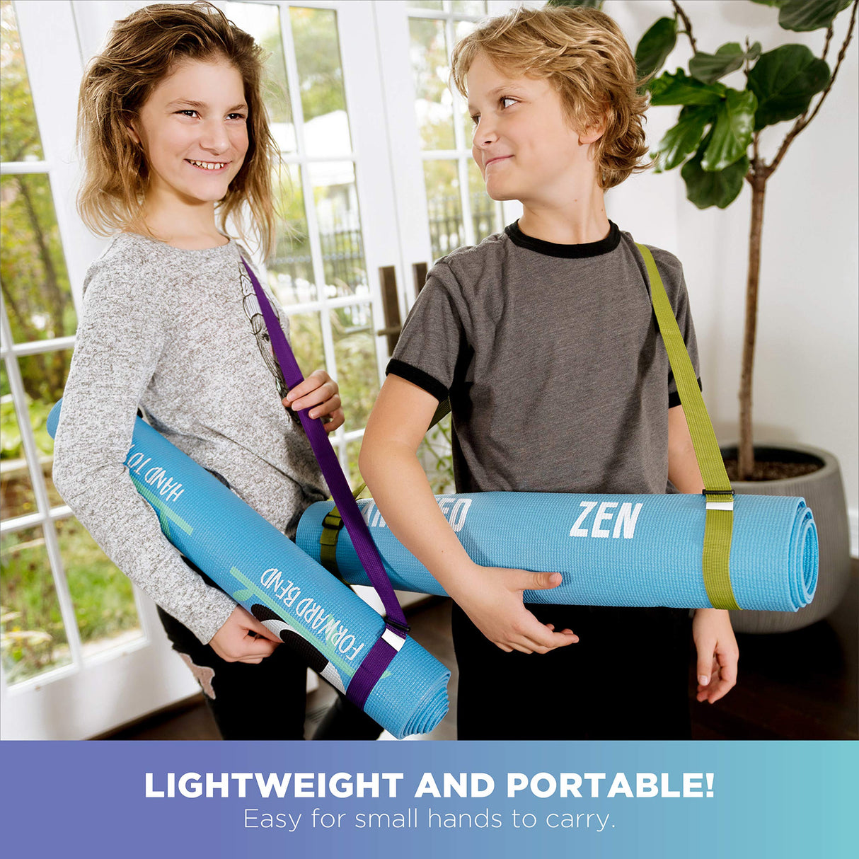 Bean Products Kids Size Sticky Yoga Mat | 3mm Thick (⅛”) x 60” L x 24” W | Non-Toxic, SGS Certified | Non-Skid & Non-Slip Eco-Friendly Exercise or Playtime Mat | Fun Colors & Designs | Twilight
