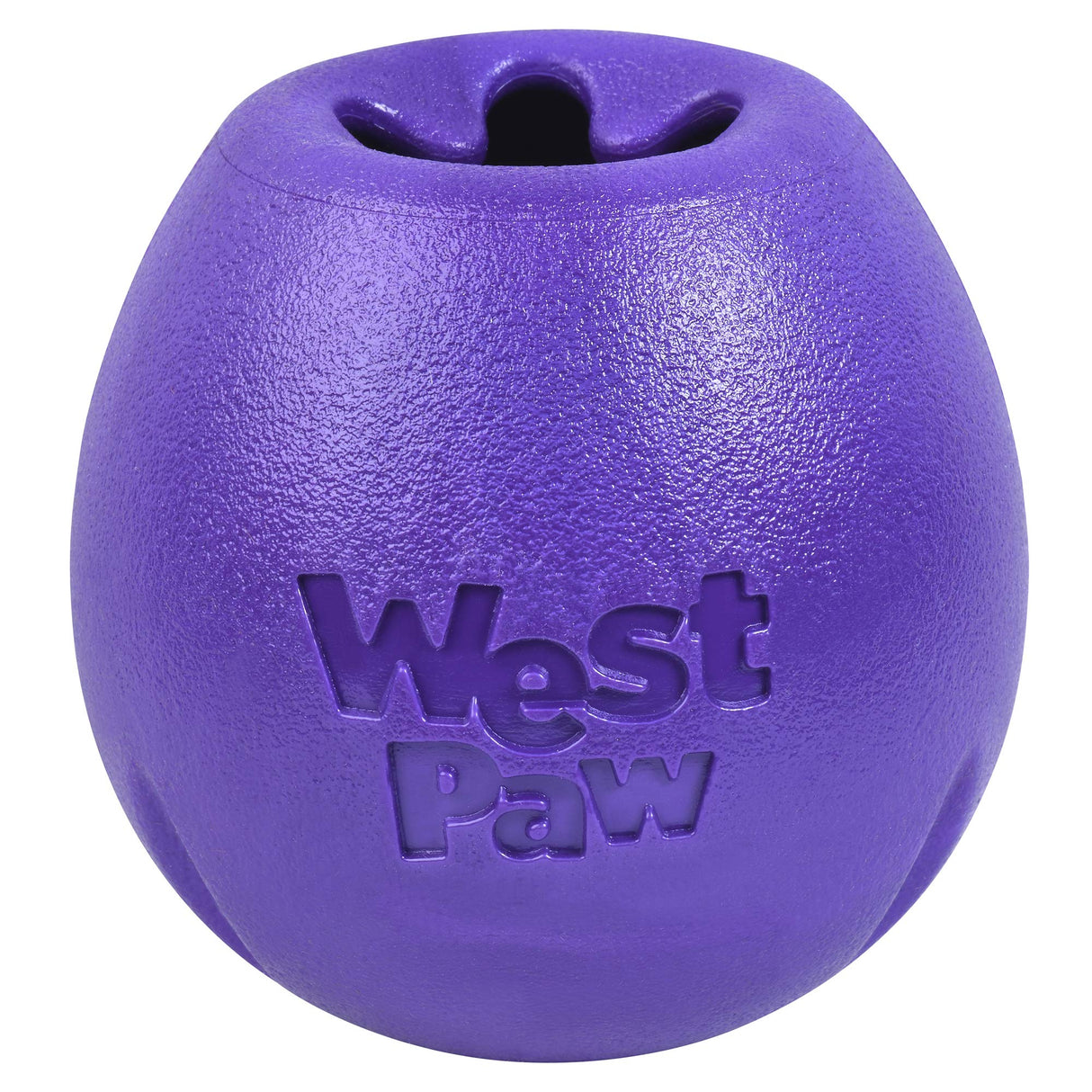 West Paw Zogoflex Rumbl Treat-Dispensing Dog Toy – Interactive Slow-Feeder Chew – Enrichment Toy Moderate Chewers, Fetch, Catch – Holds Kibble, (Eggplant, Large)