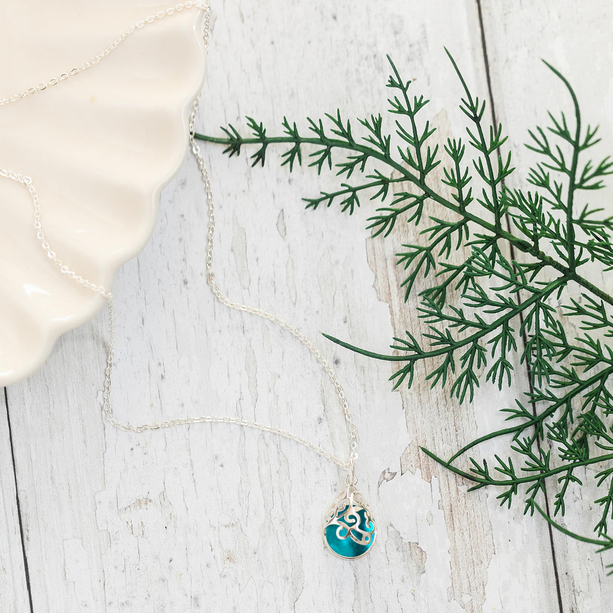 Bottled Up Designs Handmade Filigree Teardrop Necklace, Recycled Vintage Mason Jar, Sterling Silver, Eco Friendly, Made in USA, Birthday Gifts, Mothers Day, Women, Anniversary (Mason Jar Aqua)